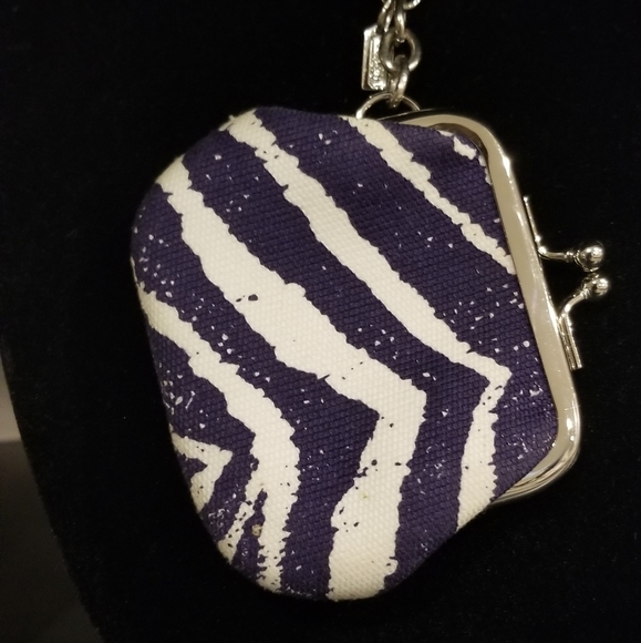Coach Legacy Purple Zebra Coin Holder Keychain - Picture 3 of 4
